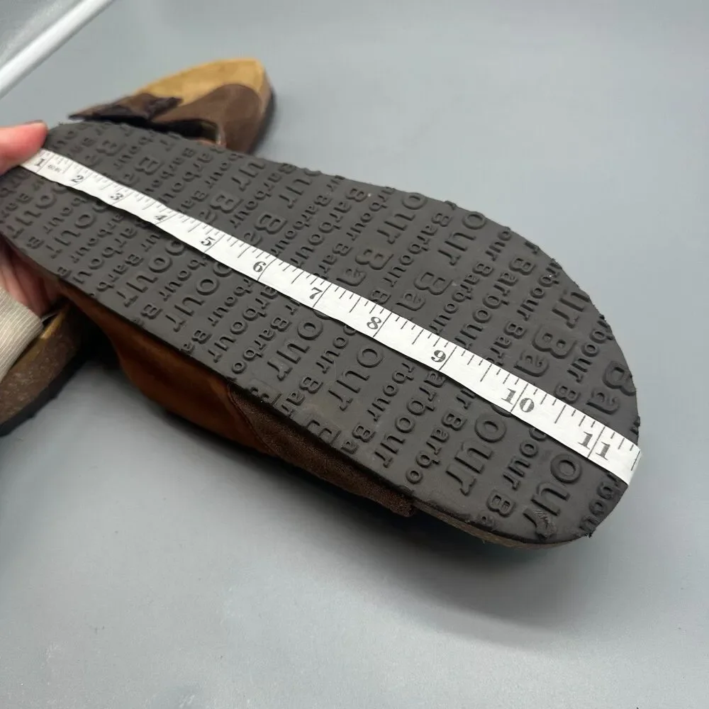 Barbour Mitchell Men's 11 Brown Suede Slide Sandals Slip-On Outdoor Double Strap